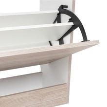 Zapatero Seúl, Humo y Blanco Nevado, con Tres Puertas Abatibles con Manijas Metálicas