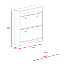 Zapatero Lida, Café claro y Blanco, con Dos Puertas Abatibles y Amplio Espacio de Almacenamiento
