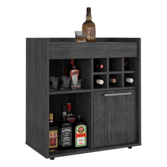 Bar Zenas, Gris, Para Almacenar Botellas y Espacio Superior Para Ubicar Objetos Decorativos