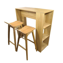 Barra de Cocina 101.5x100x40cm Madera + 2 Sillas Bar Madrid