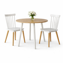 Comedor Redondo 74.5x80x80cm Vienes + 2 Sillas Guam Blancas