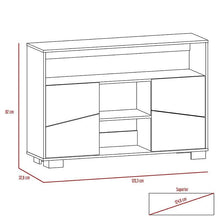 Mueble Multiusos Orus, Miel y Blanco, con Cuatro Puertas y Patas de Acero