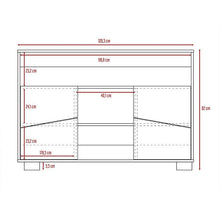 Mueble Multiusos Orus, Miel y Blanco, con Cuatro Puertas y Patas de Acero