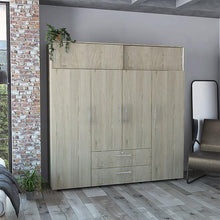 Closet Babel, Beige y Blanco, con Cuatro Puertas Abatibles y Cuatro Cajones Multiusos