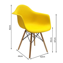 Kit por 4 Silla Eames Con Brazos Patas en Madera - Amarillo