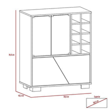 Bar Orus, Beige y Blanco, con Dos Puertas y Espacio para Botellas y Porta Copas