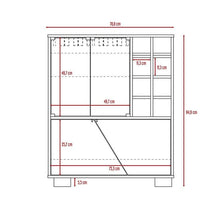 Bar Orus, Beige y Blanco, con Dos Puertas y Espacio Para Botellas y Porta Copas