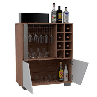 Bar Orus, Miel y Blanco, con Espacio Para Botellas y Porta Copas