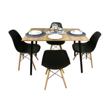 Combo Comedor rectangular 4p (75x110x70) Amaretto + 4 sillas negras