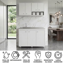 Cocina Completa Napoleon, Kronos blanco, Incluye modulo superior con dos puertas abatibles y modulo inferior con tres puertas abatibles ZF