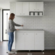 Cocina Completa Napoleon, Kronos blanco, Incluye modulo superior con dos puertas abatibles y modulo inferior con tres puertas abatibles ZF