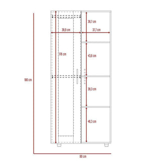 Combo Para Habitación Pekac, Incluye Base Cama - Colchón - Mesa de Noche - Closet y Un set de Repisas