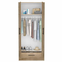 Closet Omaira, Café Claro y Blanco, con Entrepaños y  Amplios Cajones