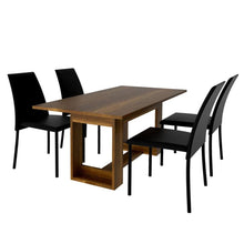 Comedor Volder, Cobre y Wengue, Incluye Cuatro Sillas Negras