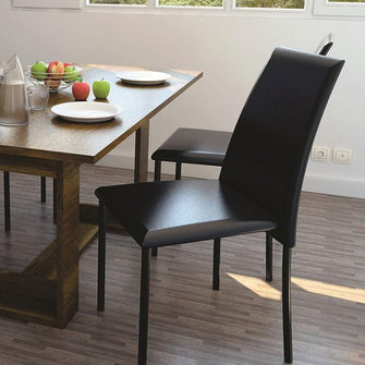 Combo Comedor Volder, Cobre y Wengue, Incluye Cuatro Sillas Negras