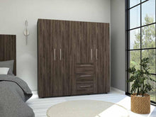 Closet Poche, Chocolate y Blanco, con Tres Cajones Organizadores y Tres Tubos Cromados