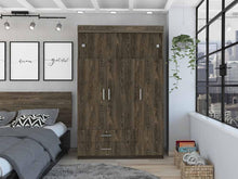 Closet Guadalupe, Chocolate, con Tres Puertas Abatibles con Cerradura y Variedad de Entrepaños