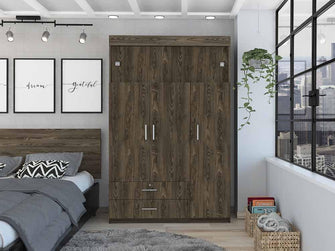 Closet Guadalupe, Chocolate, con Tres Puertas Abatibles con Cerradura y Variedad de Entrepaños