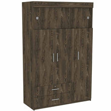Closet Guadalupe, Chocolate, con Tres Puertas Abatibles con Cerradura y Variedad de Entrepaños