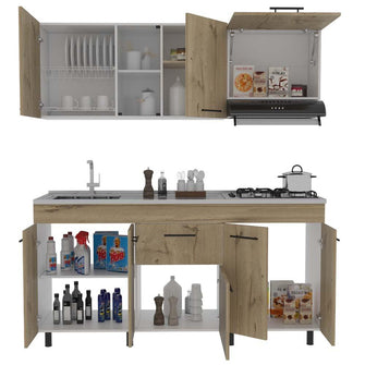 Cocina Integral Mason, Café Claro y Blanco, Incluye Mesón Izquierdo