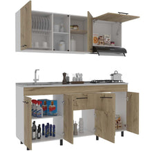 Cocina Integral Mason, Café Claro y Blanco, Incluye Mesón Izquierdo