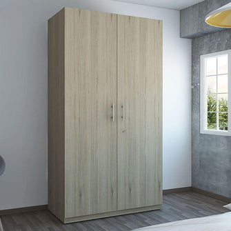 Closet Trade, Beige y Blanco con amplio espacio para almacenamiento y dos tubos para colgar ropa