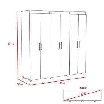 Closet Zafiro, Wengue, con Dos Cajones Multiusos y Seis Puertas Abatibles