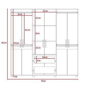 Closet Zafiro, Wengue, con Dos Cajones Multiusos y Seis Puertas Abatibles