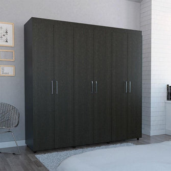 Closet Zafiro, Wengue, con Dos Cajones Multiusos y Seis Puertas Abatibles