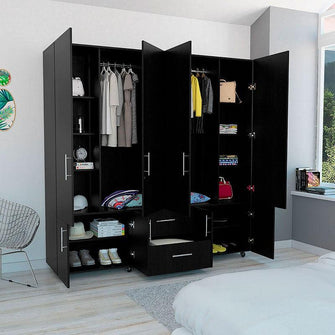 Closet Dallas, Wengue, con Ocho Puertas Abatibles y Dos Cajones Organizadores