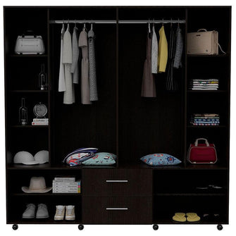 Closet Dallas, Wengue, con Ocho Puertas Abatibles y Dos Cajones Organizadores