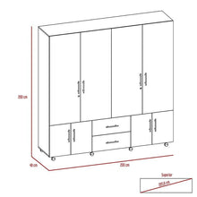 Closet Dallas, Wengue, con Ocho Puertas Abatibles y Dos Cajones Organizadores