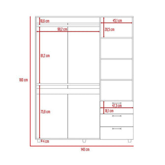 Closet Tini, Wengue, con  Tres Cajones Organizadores y Tres Puertas Abatibles