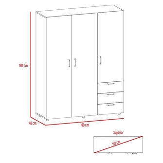 Closet Tini, Wengue, con  Tres Cajones Organizadores y Tres Puertas Abatibles