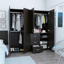 Closet Poche, Wengue, con Tres Cajones Organizadores y Cuatro Puertas Abatibles