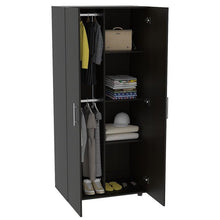 Closet Tera, Wengue, Dos Puertas Abatibles y Dos Tubos Cromados