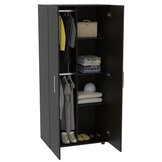 Closet Tera, Wengue, Dos Puertas Abatibles y Dos Tubos Cromados