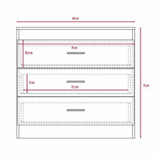 Organizador Conor, Miel y Plata Oscuro, con Tres Cajones Organizadores y Manijas Metálicas