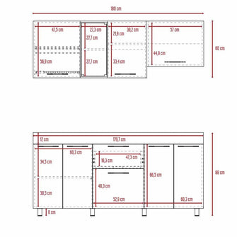 Cocina Integral Mason, Café Claro y Blanco, Incluye Mesón Izquierdo