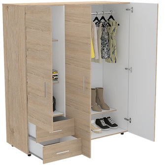 Closet Light, Beige y Blanco, con Dos Cajones Organizadores y Dos Entrepaños Para Zapatos