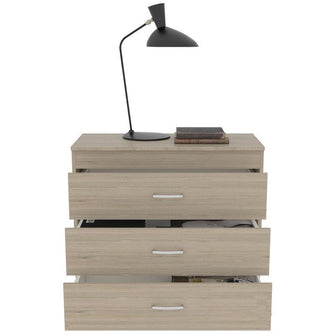Organizador Conor, Beige y Blanco, con Tres Cajones Organizadores y Manijas Metálicas