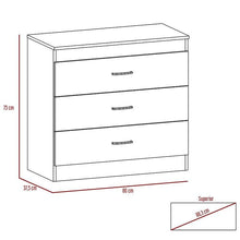 Organizador Conor, Beige y Blanco, con Tres Cajones Organizadores y Manijas Metálicas