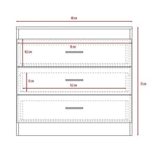 Organizador Conor, Beige y Blanco, con Tres Cajones Organizadores y Manijas Metálicas