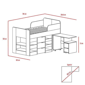 Combo Para Habitación Fresno, Beige y Avellana, Incluye Cama y Escritorio