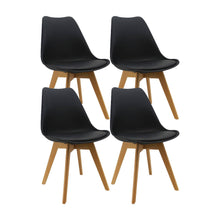 Kit Por 4 Silla Oslo Asiento Acolchado Patas en Madera - Negra