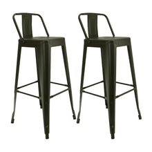 Kit x 2 Butaco Alto Tolix Con Espaldar Tipo Bar - Bronce
