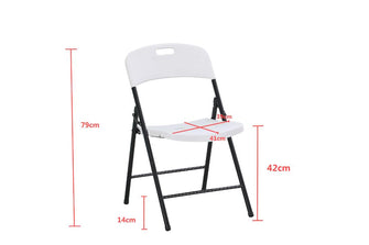 Set de Seis Sillas Plegables Dano, Blanco, espaldar y asiento en material plastico y patas metálicas