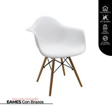 Kit por 4 Silla Eames Con Brazos Patas en Madera - Blanca