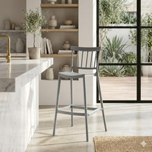 Set de 4 Sillas para Bar Oxford, Gris, con Espaldar en Barras y Diseño Minimalista