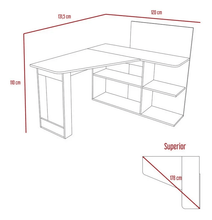 Escritorio En L Andalucia, Café Claro y Cocoa, con Variedad de Entrepaños